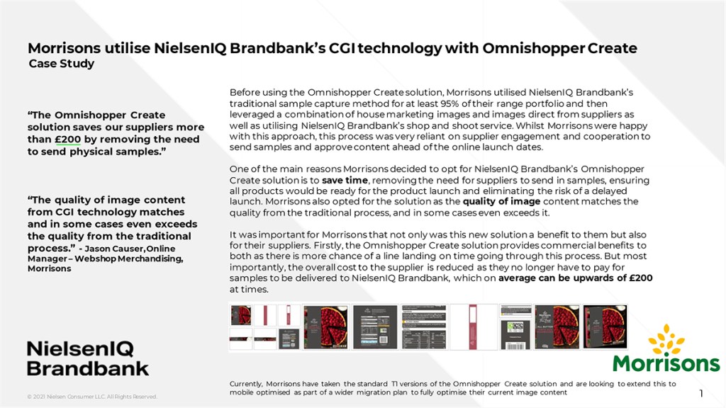 Morrisons utilise NielsenIQ Brandbank's CGI technology with Omnishopper Create Case Study